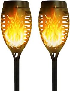 Flashing Tiki Lights 20'' Height, Outdoor Solar Powered Torch Lights