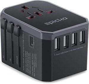 SAUNORCH Universal International Travel Power Adapter W/Smart High Speed 2.4A 4xUSB Wall Charger